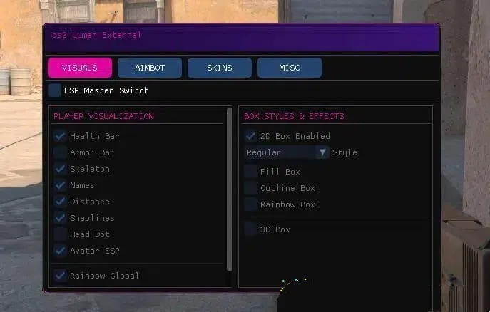 CS2·Lumen外部透视自瞄库存换肤作弊v3