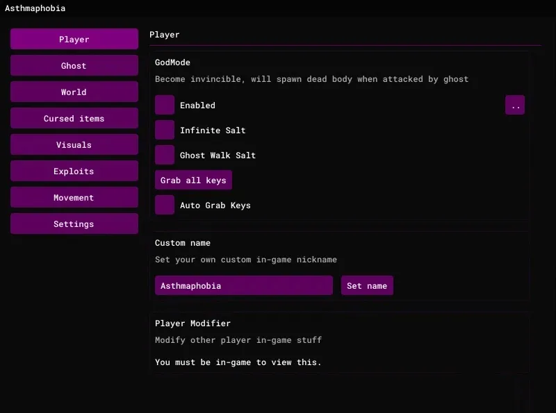 恐鬼症 Asthmaphobia v0.17免费多功能辅助