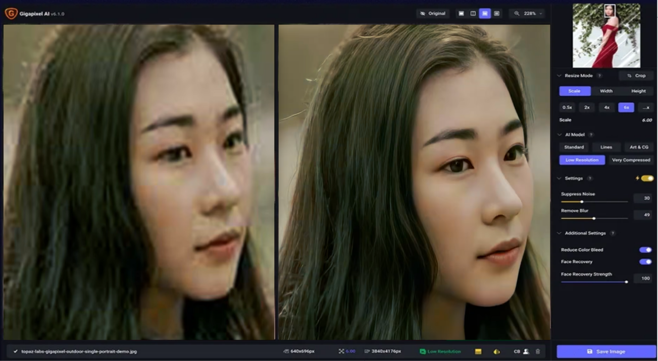 Topaz Gigapixel v1.3.1.0绿色版-AI图像无损放大、模糊修复、人脸优化
