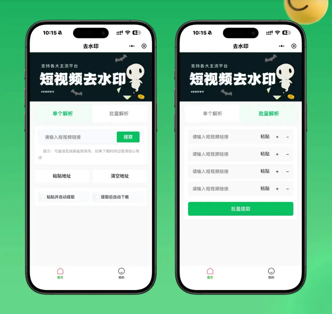 去水印小程序操作界面 去水印小程序界面截图