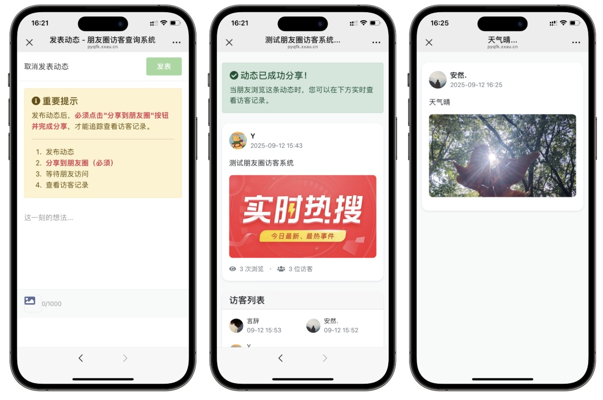 微信朋友圈访客记录系统后台界面 - 首页展示