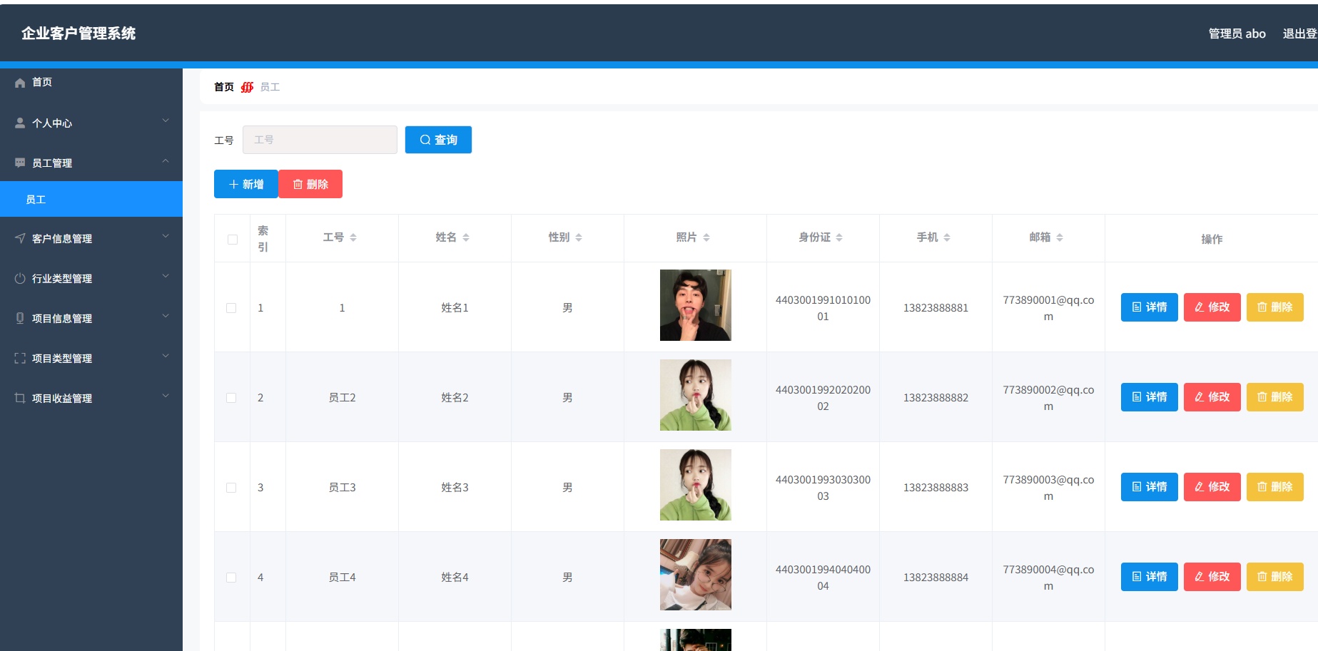项目收益统计图表展示