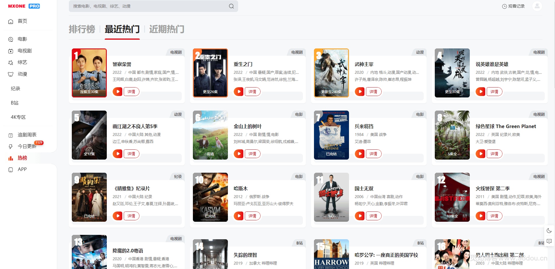 MXProV4.5 视频列表页样式