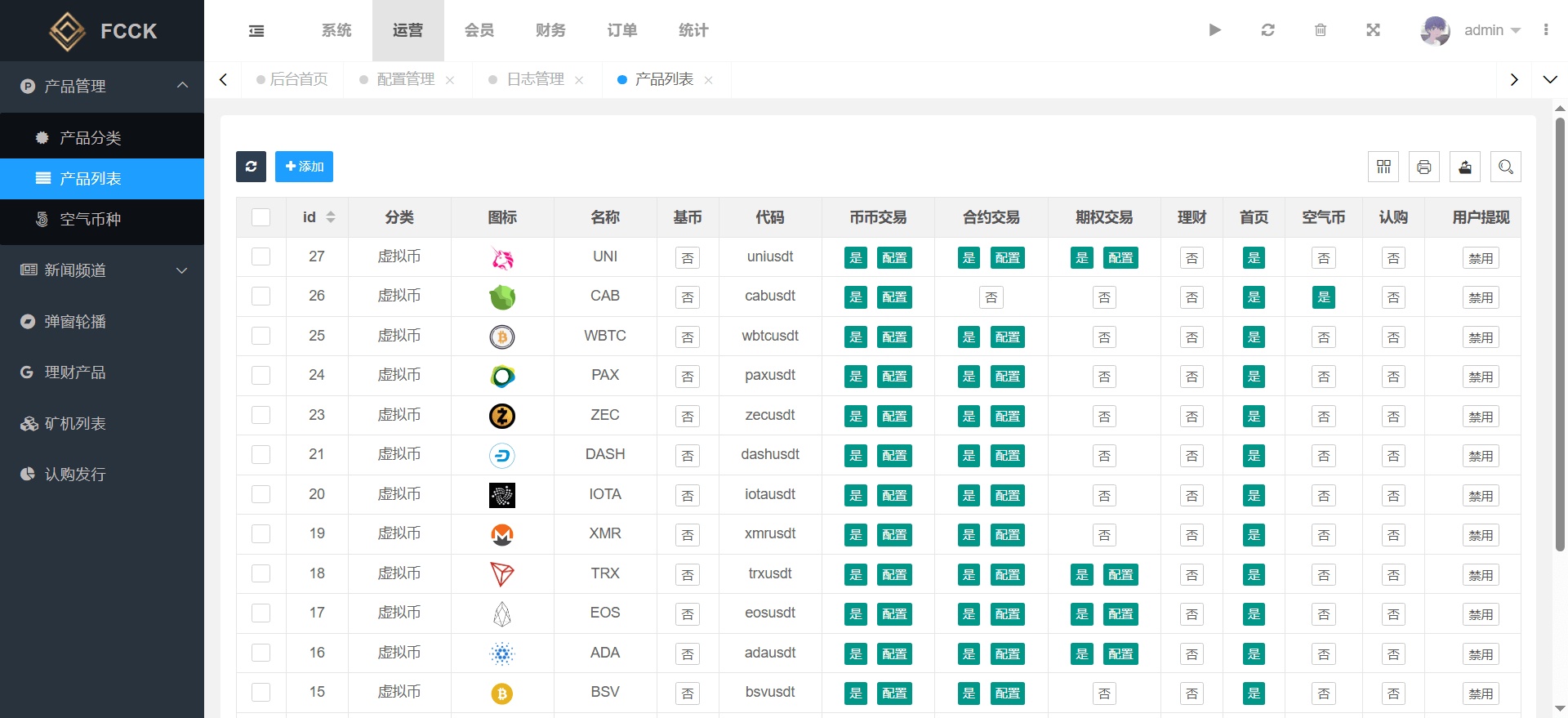 后台管理控制台界面