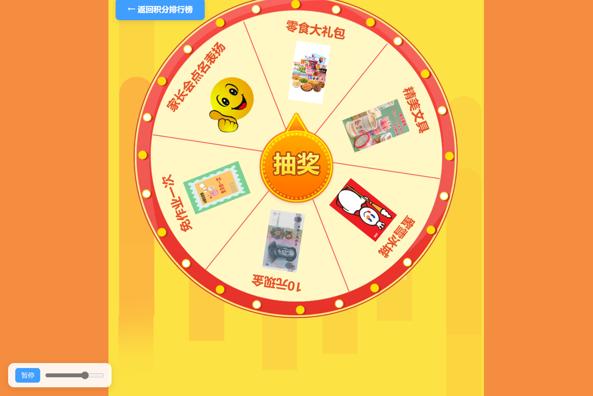 抽奖转盘页面展示