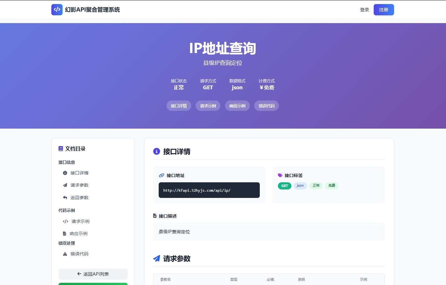 API密钥管理页面